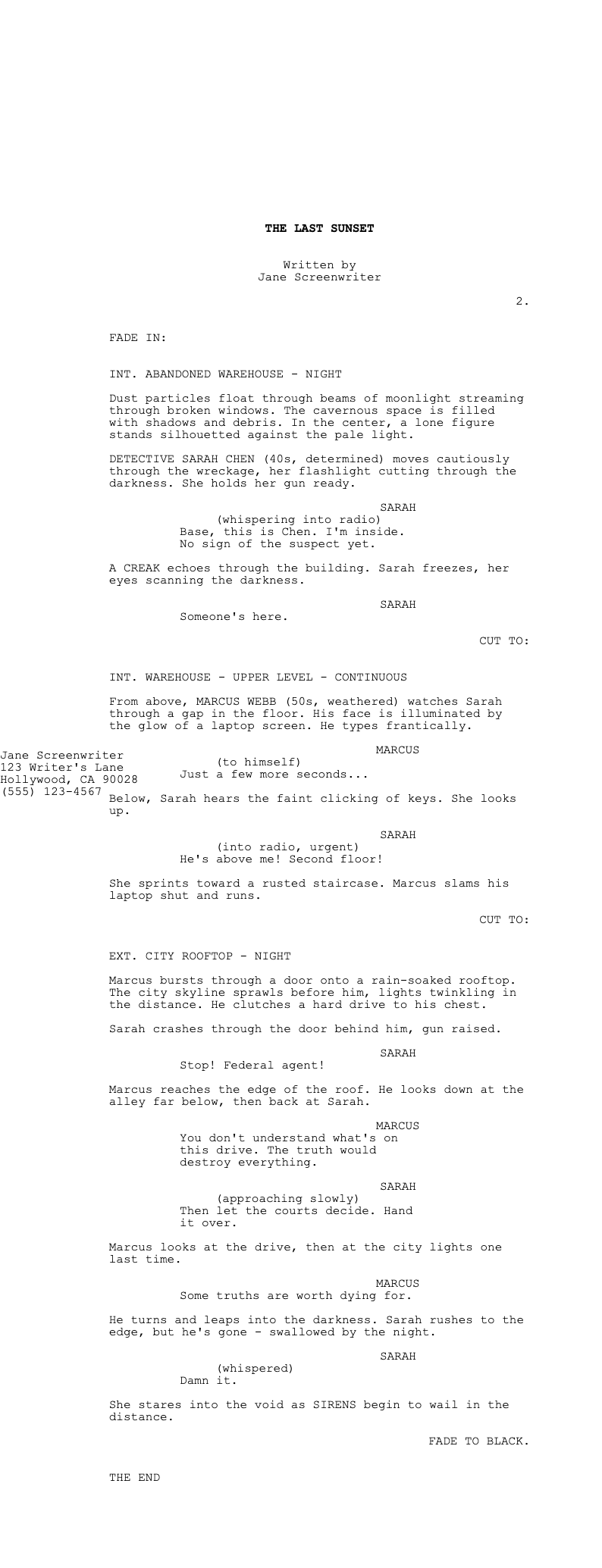Classic Hollywood screenplay